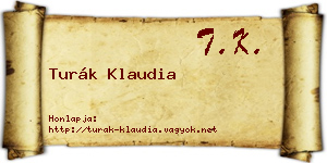Turák Klaudia névjegykártya